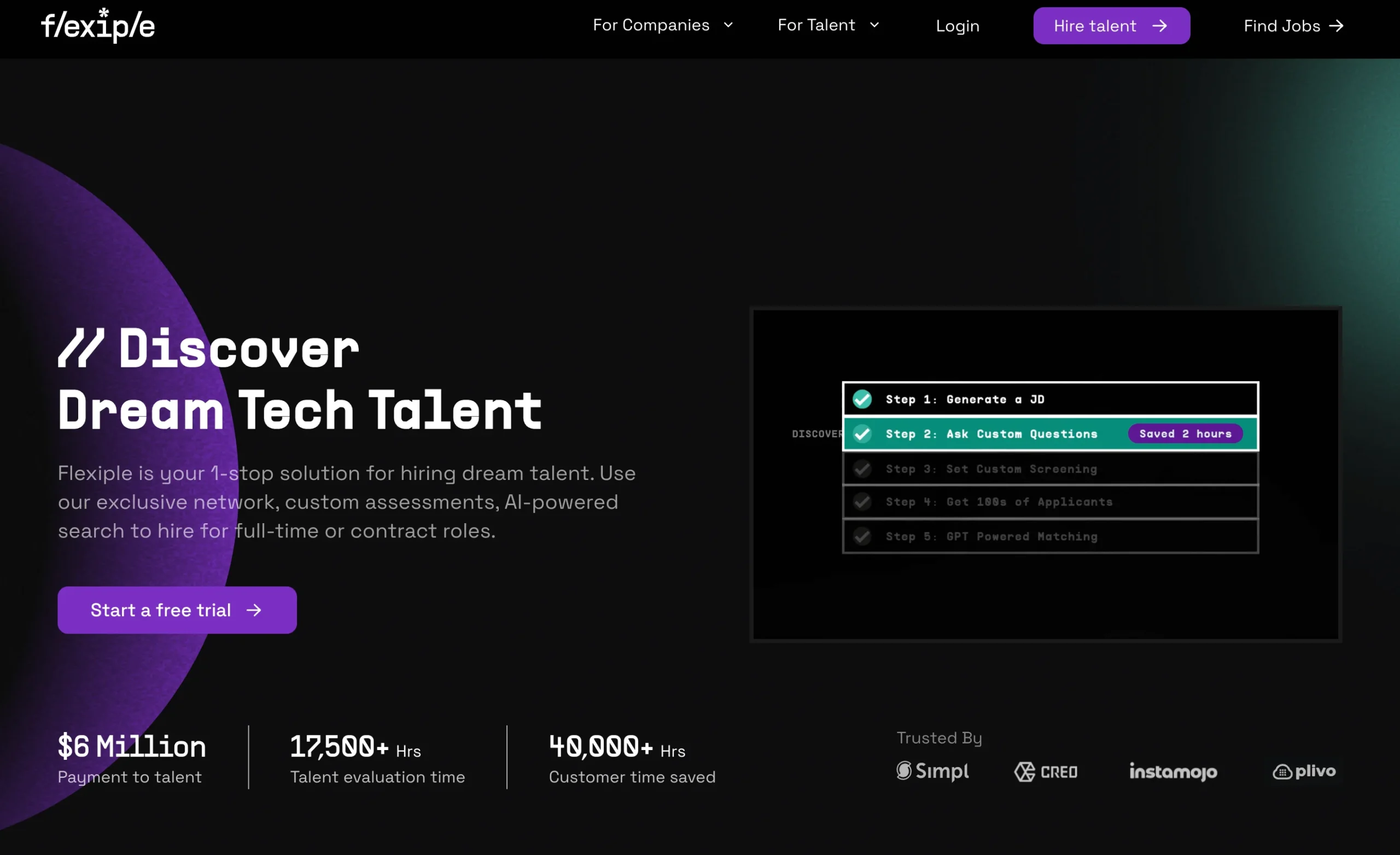 Flexiple homepage